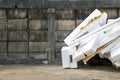 White polystyrene foam beside the trash. Royalty Free Stock Photo