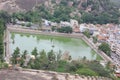 White pond at the center of the city in Shravanabelagola