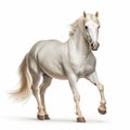 Hyper-realistic White Horse Walking On White Background In 8k Resolution