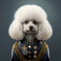 White poodle in a black leather jacket, pretty little boy. Royalty Free Stock Photo