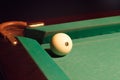 White Pool Ball Near Hole of the Table Royalty Free Stock Photo