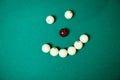 White Pool Ball. a smile from the ball Royalty Free Stock Photo