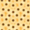 White poppy field. 1950s vintage vector pattern.