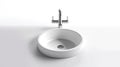 White porcelain ceramic wash basin in minimal bathroom, 3d illustration. Generative AI