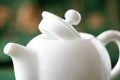 White Porcelain Chinese Teapot with open lid