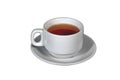 White porcelain cup with hot black tea on a white saucer isolate on a white background Royalty Free Stock Photo