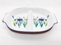 White Porcelain with Floral Pattern Tray for Fruit and Food Kitchen Decorations in white isolated background 05