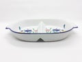 White Porcelain with Floral Pattern Tray for Fruit and Food Kitchen Decorations in white isolated background 14