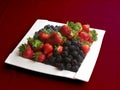 White porcelain fruit plate with strawberries