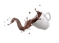 White porcelain Mug cup with liquid chocolate wave splash
