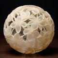 Contemporary Chinese Art: Luminous Brushwork On Ivory-coated 3d Organza Patterned Ball