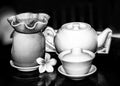 White porcelain teacup and teapot spa Royalty Free Stock Photo