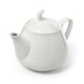 White porcelain teapot isolated on white background. Ceramic tableware