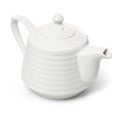White porcelain teapot isolated on white background. Ceramic tableware
