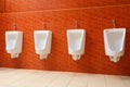 White porcelain urinals