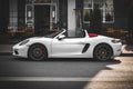 White Porsche boxter 718 cabriolet Royalty Free Stock Photo