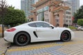 White porsche at parking lot Royalty Free Stock Photo