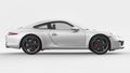 White Porsche 911 three-dimensional raster illustration on a white background. 3d rendering. Royalty Free Stock Photo