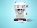 White portion coffee machine with water tank 3d render illustration on blue background with shadow Royalty Free Stock Photo