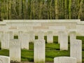 WW1 war graves and name plinth at the Hyde Park Corner Royal Berks War Graves in Ploegsteert, Belgium Royalty Free Stock Photo