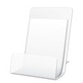 White POS POI Cardboard Blank Empty Show Box Holder For Advertising Fliers, Leaflets Or Products Isolated. Royalty Free Stock Photo