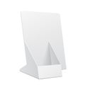 White POS POI Cardboard Blank Empty Show Box Holder For Advertising Fliers, Leaflets Or Products On White Background. Royalty Free Stock Photo