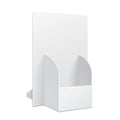 White POS POI Cardboard Blank Empty Show Box Holder For Advertising Fliers, Leaflets Or Products On White Background . Royalty Free Stock Photo