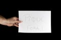 White poster with a message `PiquÃÂ© Fora` Royalty Free Stock Photo
