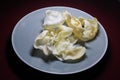 White potato chips served on ceramic plate Royalty Free Stock Photo