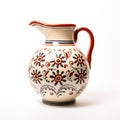 Colorful Cluj School Style Earthenware Jug On White Background