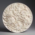 Viscose Pattern Decorated Clay Plate With White Flowers And Berries