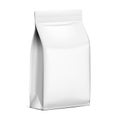 White Pouch Snack Sachet Bag. Paper Packaging With Ziplock