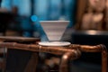 White Pour Over At Cafe. Filtered Coffee. Barista Tools For Brewing Coffee, Drip coffee.