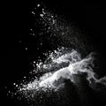 White Powder Explosion Against Black Background Dynamic Motion Effect Royalty Free Stock Photo
