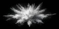 White powder explosion on black background, a dramatic burst of fine particles in motion. Generative AI Royalty Free Stock Photo