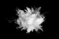 White powder explosion on black background.