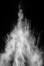 White powder explosion clouds.Freeze motion of white dust particles splash on black background Royalty Free Stock Photo