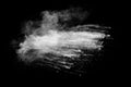 White powder explosion clouds.Freeze motion of white dust particles splash on black background Royalty Free Stock Photo