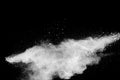 White powder explosion clouds.Freeze motion of white dust particles splash on black background Royalty Free Stock Photo