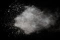 White powder explosion.Freeze motion of white dust particles on black background Royalty Free Stock Photo