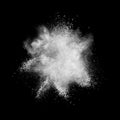 White powder explosion isolated on black