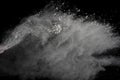 White powder explosion isolated on black background. Royalty Free Stock Photo