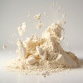 Crumbly Cheese Powder Falling On White Background