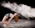 White powder woman dancer matrix pose Royalty Free Stock Photo