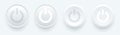 White power buttons, Swich white gray buttons in neumorphic design style with shadow