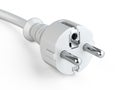 White power plug with grounding and electric cable.