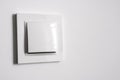 White power switch on white wall Royalty Free Stock Photo
