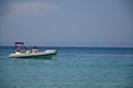 White Powerboat on Turquoise Sea Royalty Free Stock Photo