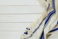 White Prayer Shawl - Tallit, jewish religious symbol. Royalty Free Stock Photo