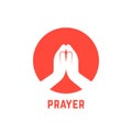 White praying hands in circle